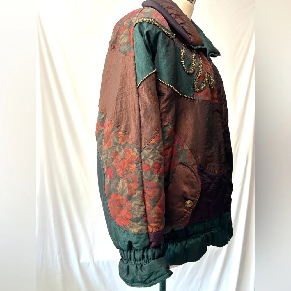 INNOVATIONS‎ By Izzy Vintage Mixed Media Floral Puffer Jacket